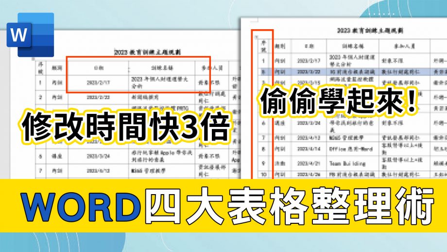 客服花路米EP66 | WORD教學｜如何一次更改Word欄位大小？表格序號如何自動排序？4種常見Word表格必學技巧 2023最新版