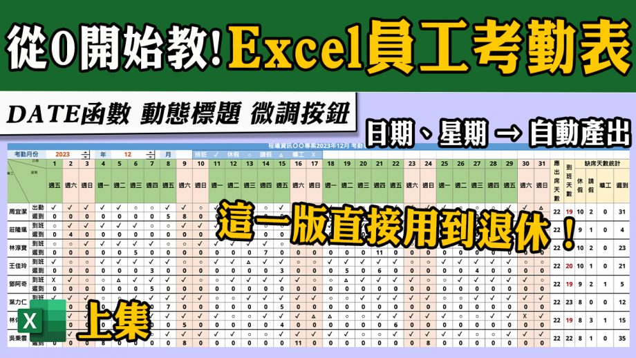 客服花路米EP110|Excel手把手教你製作「員工考勤表」～就做這一版，直接用到退休！（上集）
