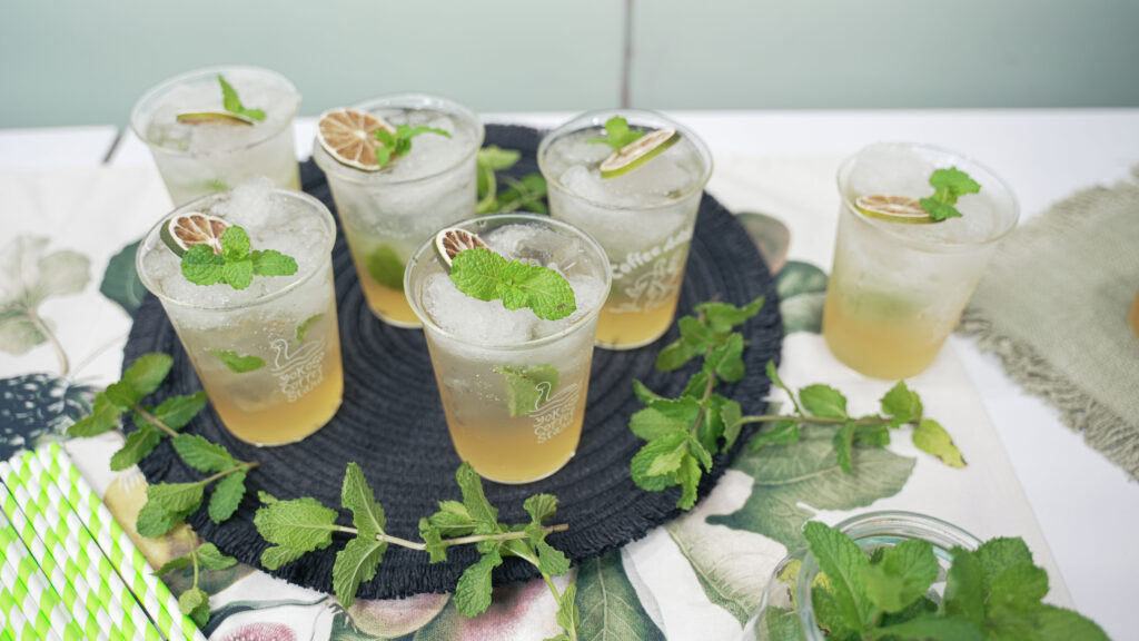 程曦 AI 知識微醺活動現場飲品，檸檬薄荷氣泡飲