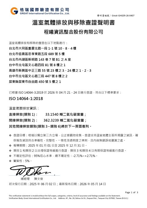程曦ISO-14064-溫室氣體盤查認證